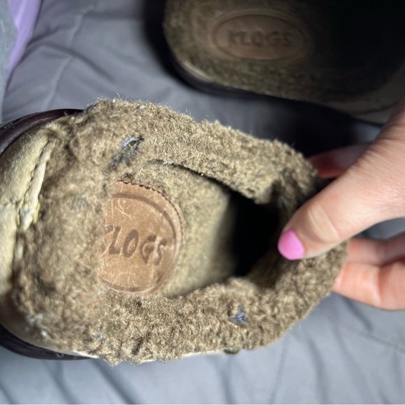 Klogs Brown Suede Fuzzy Lined Clogs Women’s 7.5 Comfort Shoes - Picture 9 of 9